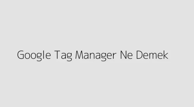 Google Tag Manager Ne Demek