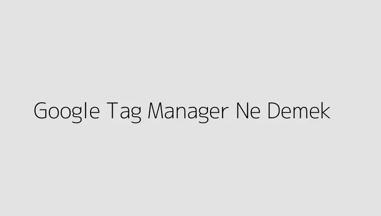 Google Tag Manager Ne Demek
