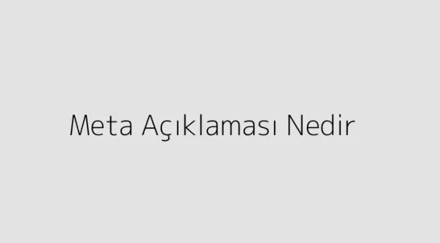 Meta Açıklaması Nedir