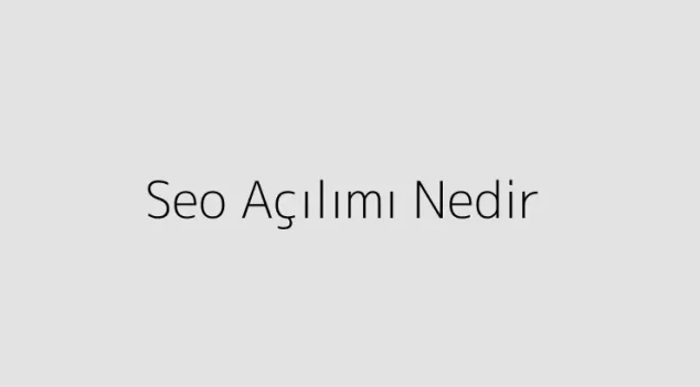 Seo Açılımı Nedir