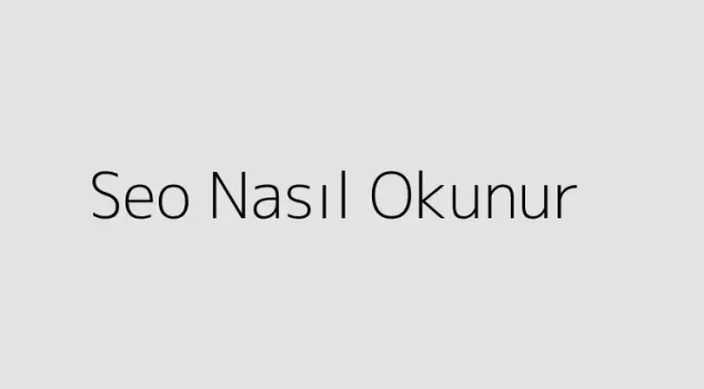 Seo Nasıl Okunur