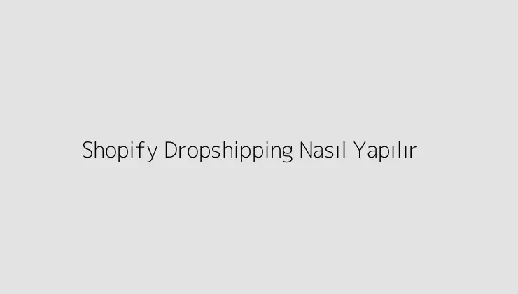 Shopify Dropshipping Nasıl Yapılır