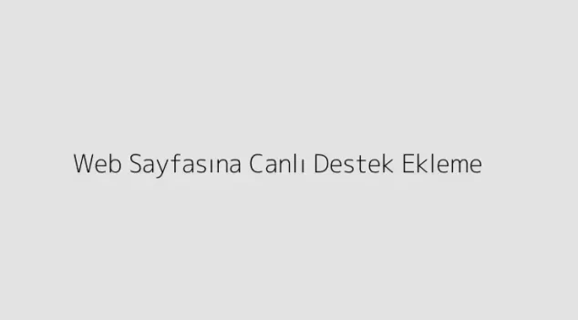 Web Sayfasına Canlı Destek Ekleme