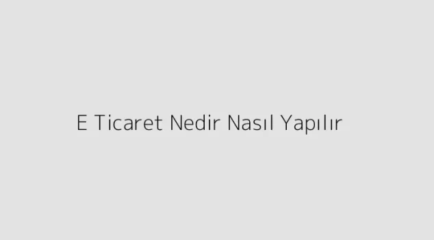 E Ticaret Nedir Nasıl Yapılır