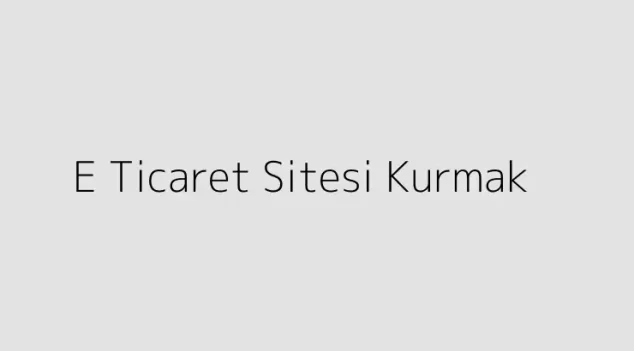 E Ticaret Sitesi Kurmak