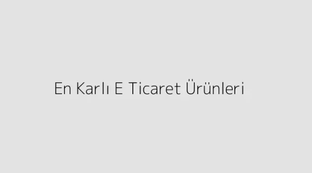 En Karlı E Ticaret Ürünleri